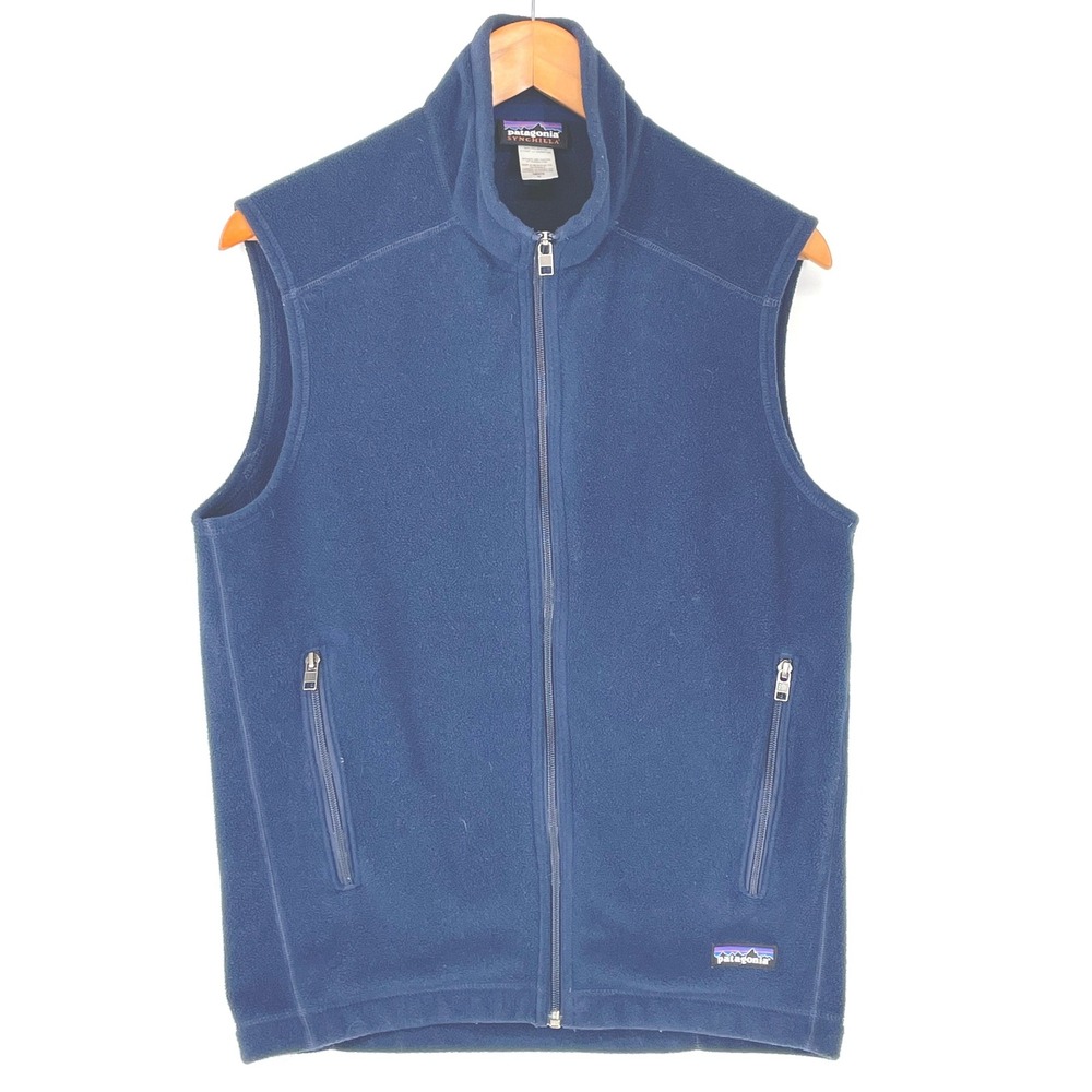 Patagonia Mens Vest M Synchilla Fleece Blue Full Zip Outdoor Layer‎